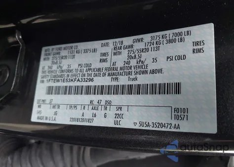 2019 Ford F-150 Xl z USA, uszkodzony, nr VIN 1FTEW1E53KFA33296